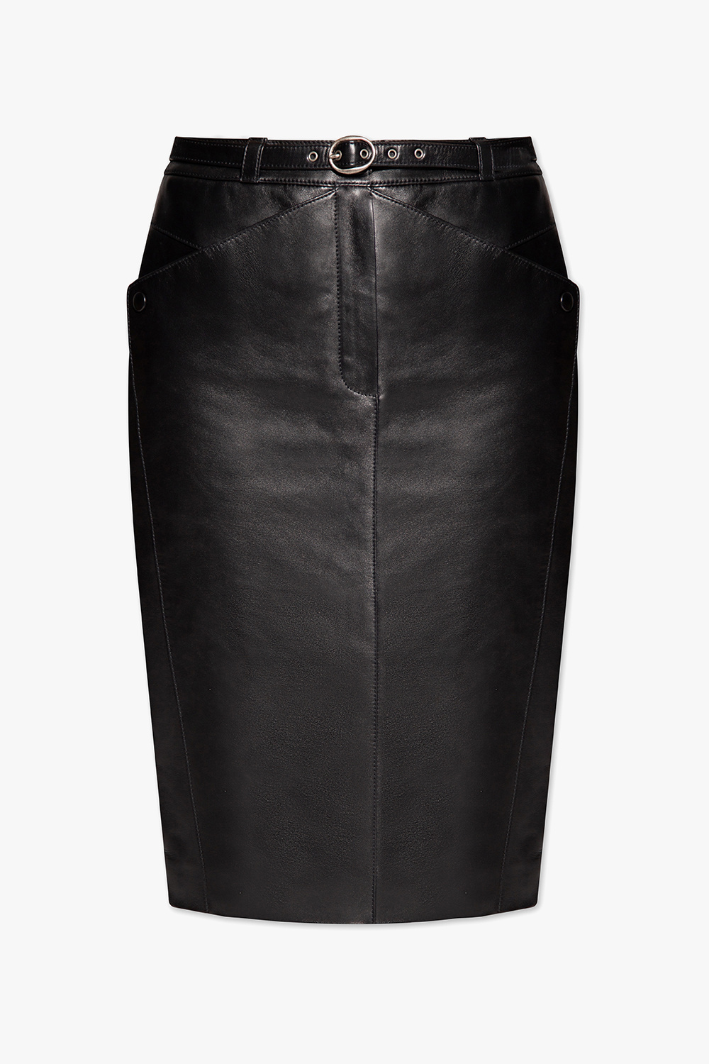 【関税込み】SAINT LAURENT PENCIL SKIRT Saint Laurent satin-finish Silk Pencil Skirt | Black